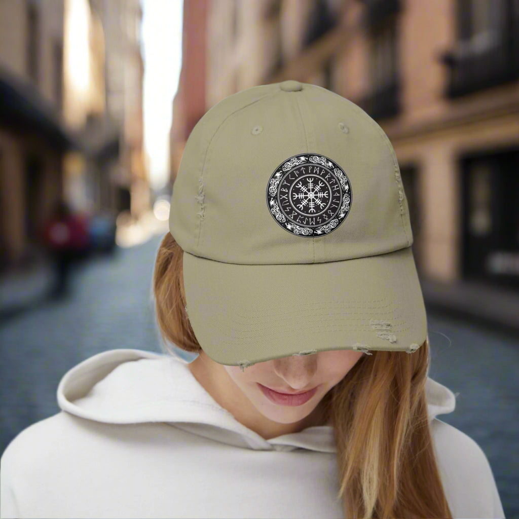 Nordic Runes Unisex Distressed Cap