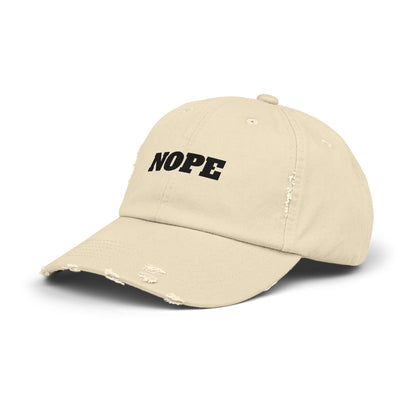 Unisex Distressed Cap - "NOPE" Casual Hat for Everyday Wear